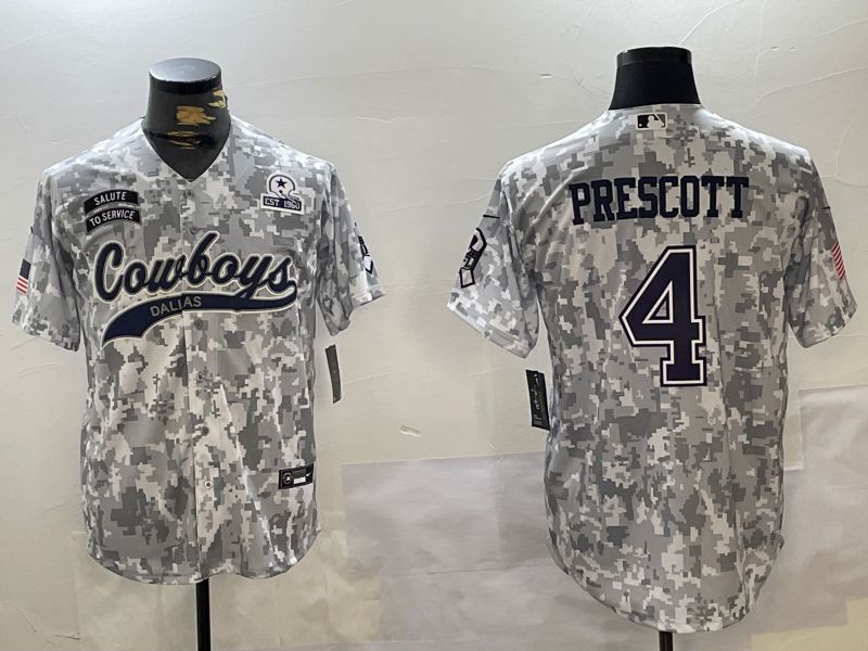 Men Dallas Cowboys 4 Prescott Nike Arctic Camo 2024 Salute to Service Limited NFL Jersey style 4